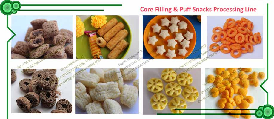 Single-screw extruder core filling snacks food machinery with CE ISO